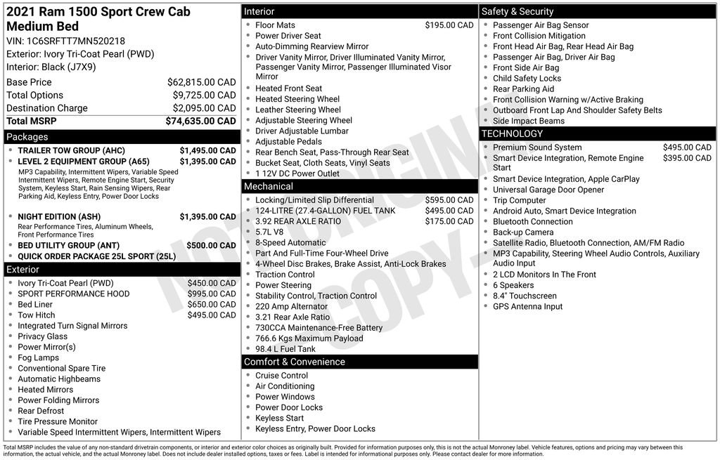 Used 2021 RAM 1500 Sport w/ Trailer Tow Group AWD/4WD image 2