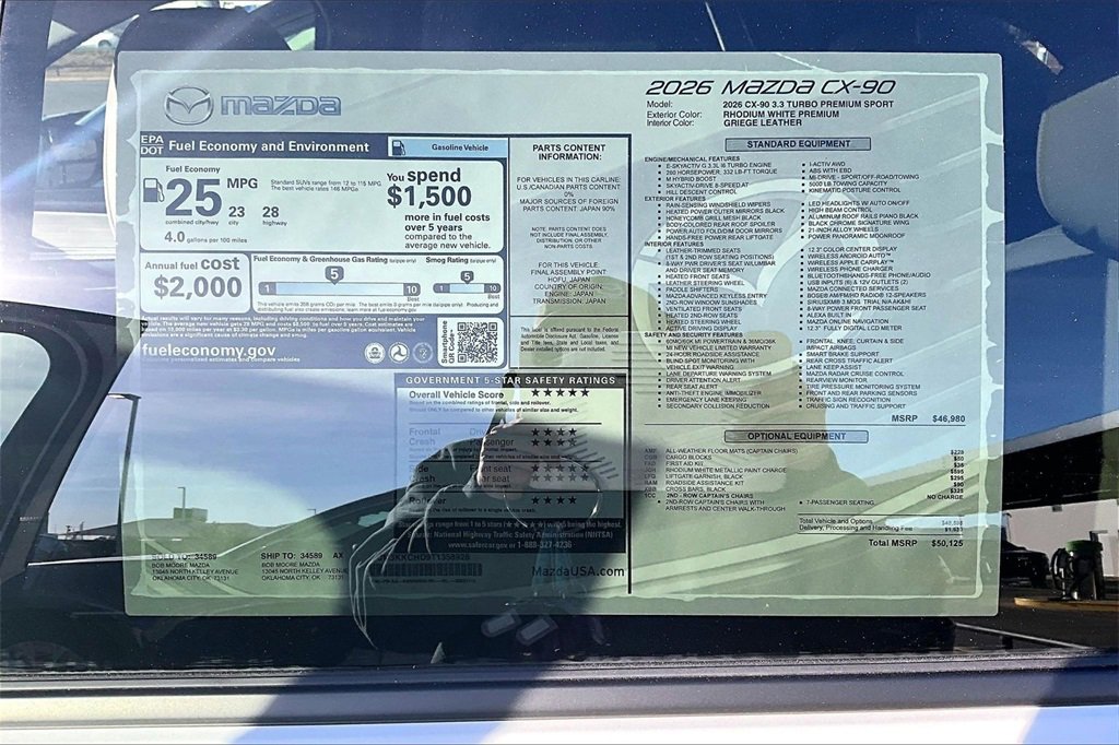 New 2026 MAZDA CX-90 3.3 Turbo w/ Premium Sport Pkg image 13