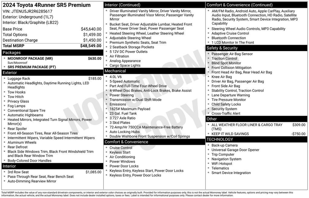 Used 2024 Toyota 4Runner SR5 Premium w/ Moonroof Package image 35