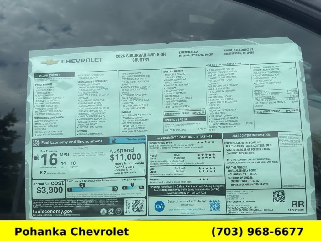 New 2026 Chevrolet Suburban High Country AWD/4WD image 36