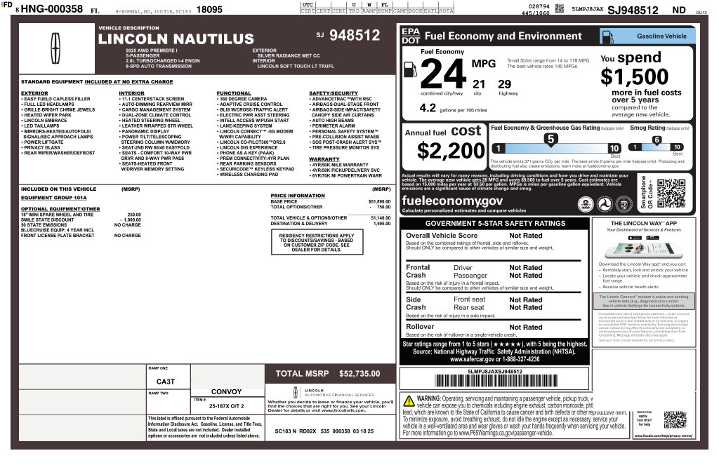 Used 2025 Lincoln Nautilus Premier AWD/4WD image 3