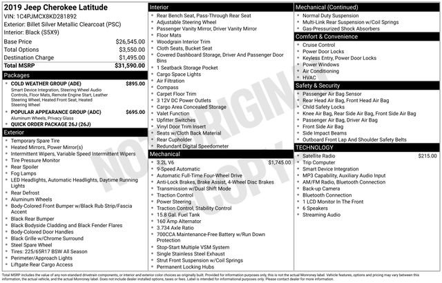 Used 2019 Jeep Cherokee Latitude w/ Cold Weather Group AWD/4WD image 35