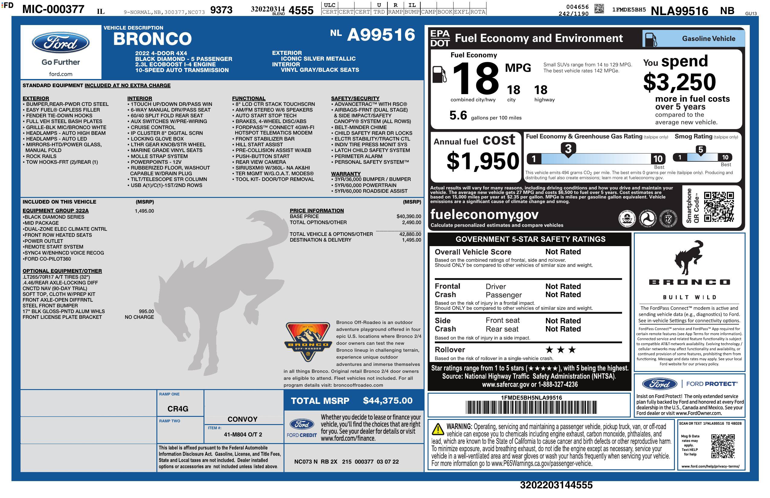 Used 2022 Ford Bronco Black Diamond AWD/4WD image 3