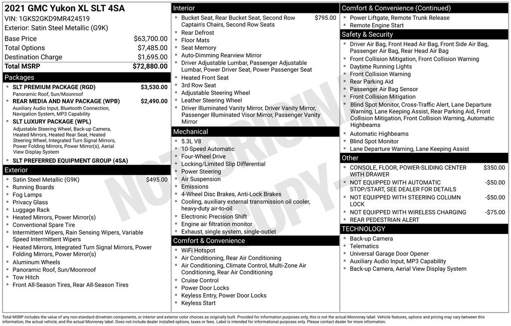 Certified 2021 GMC Yukon XL SLT w/ SLT Premium Package AWD/4WD image 6