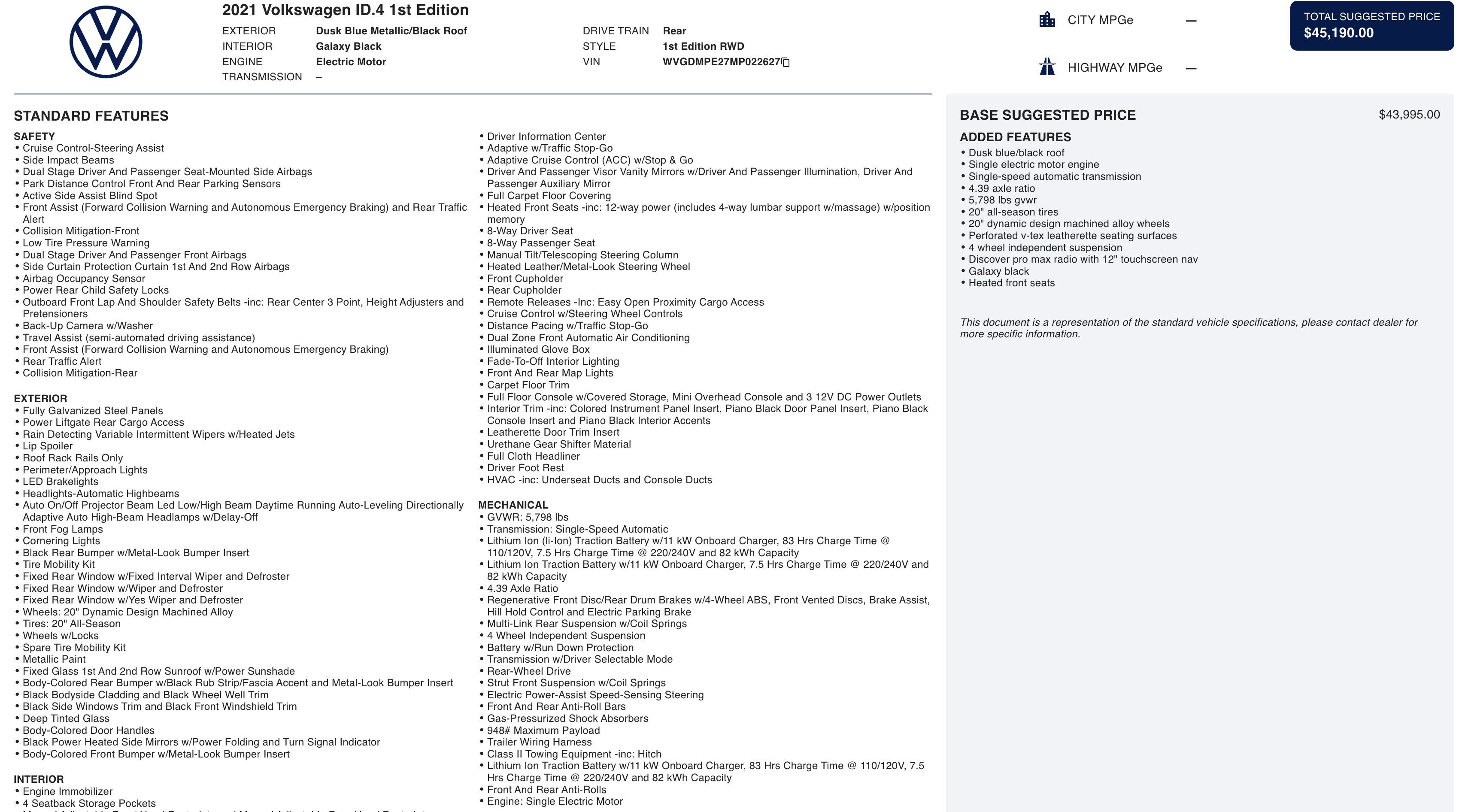 Used 2021 Volkswagen ID.4 1st Edition RWD image 3