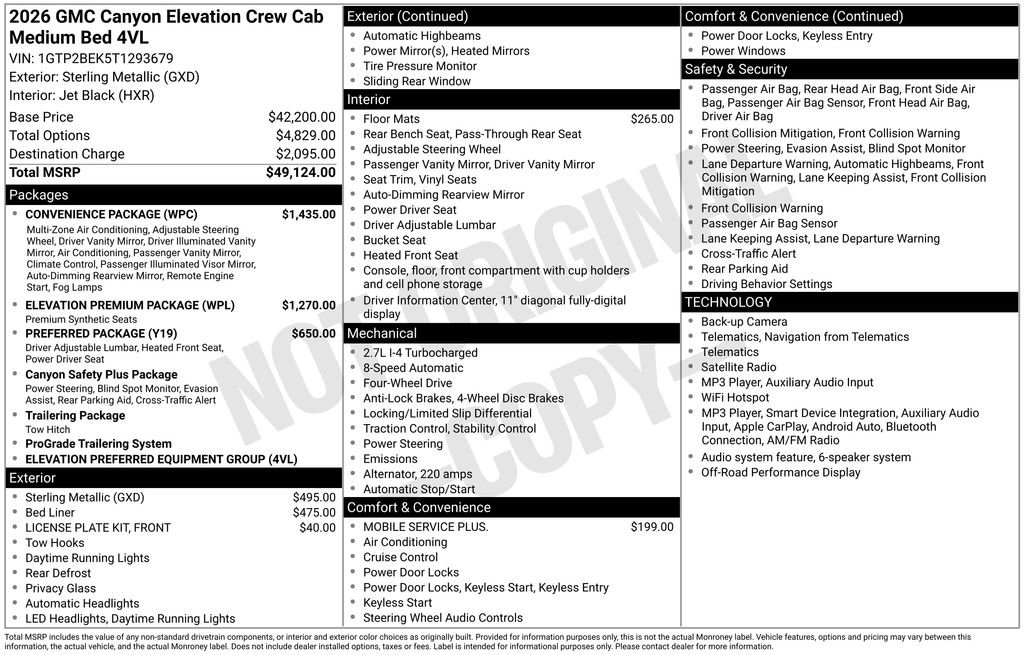 New 2026 GMC Canyon Elevation w/ Convenience Package AWD/4WD image 20