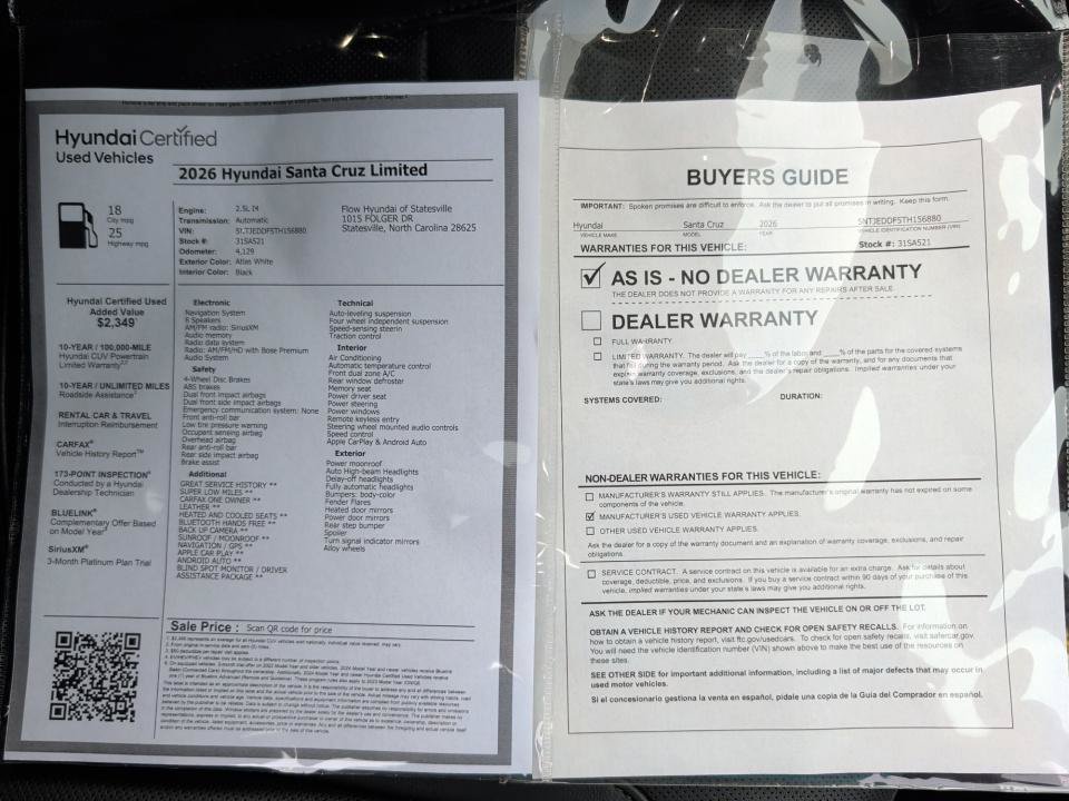 Certified 2026 Hyundai Santa Cruz Limited AWD/4WD image 33