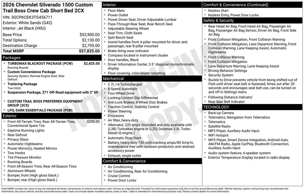New 2026 Chevrolet Silverado 1500 Custom Trail Boss w/ Turbomax Blackout Package AWD/4WD image 32