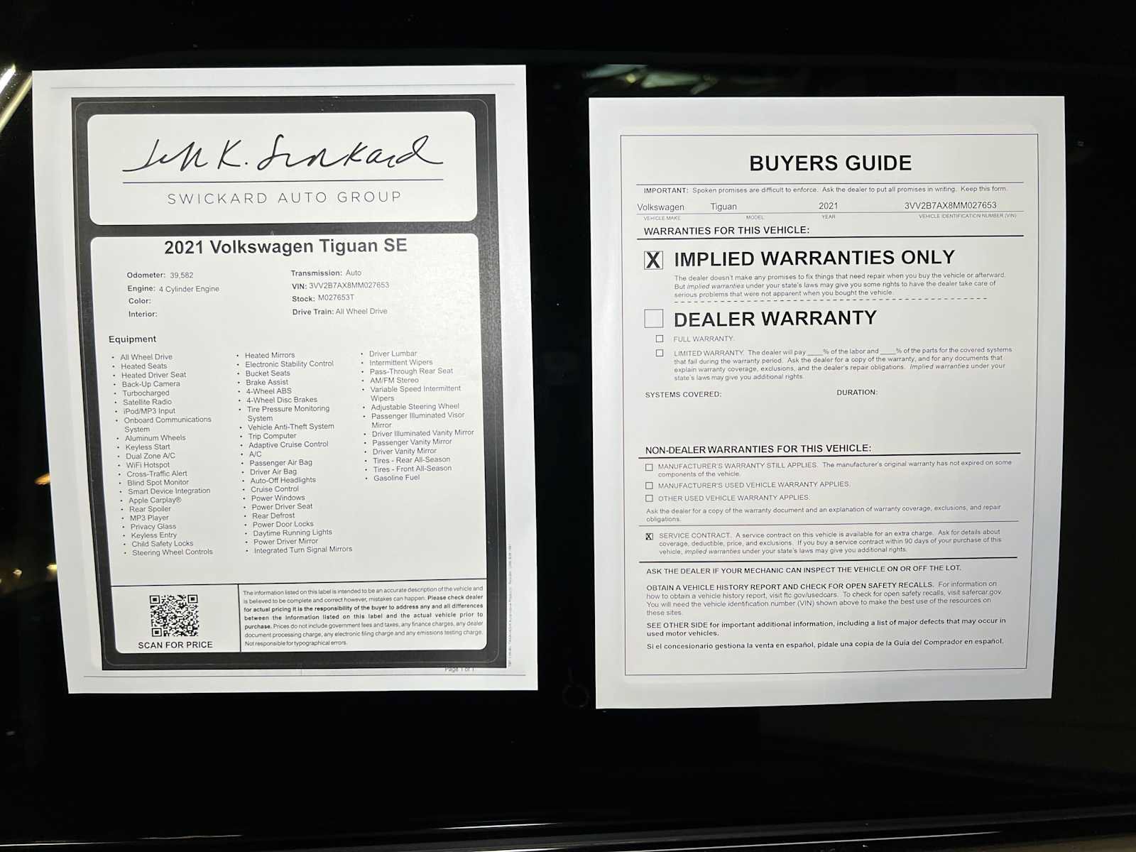Used 2021 Volkswagen Tiguan SE w/ Panoramic Sunroof Package AWD/4WD image 44