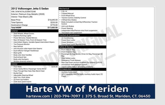 Used 2012 Volkswagen Jetta S