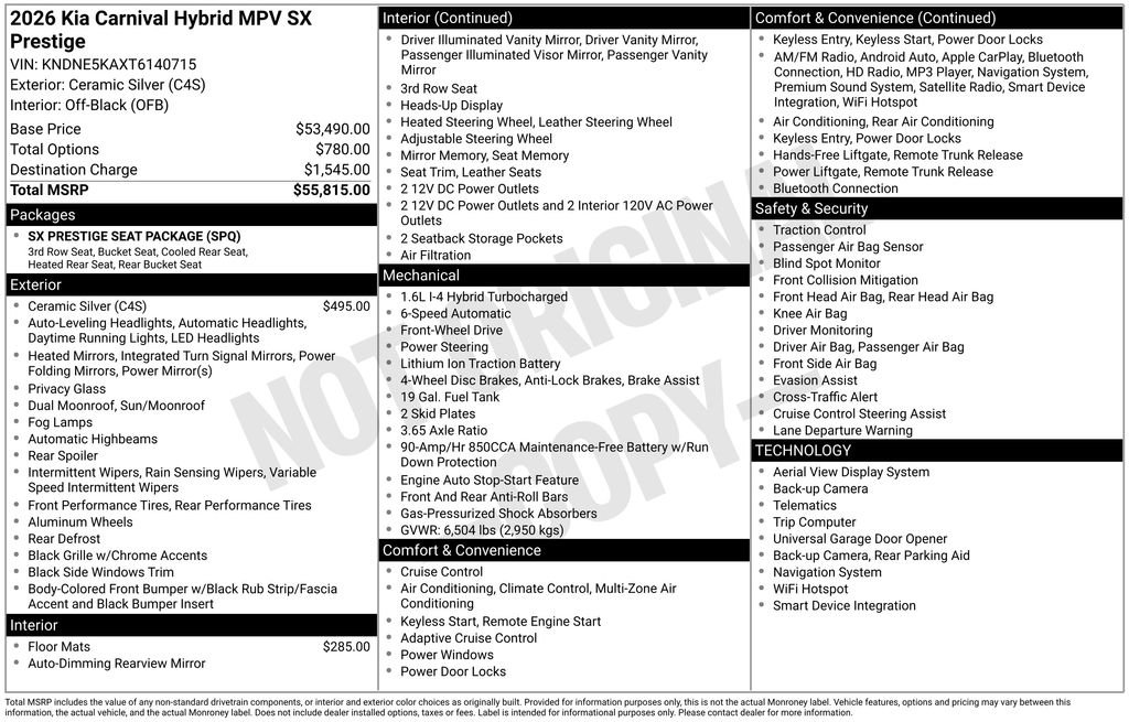 New 2026 Kia Carnival SX Prestige FWD image 3