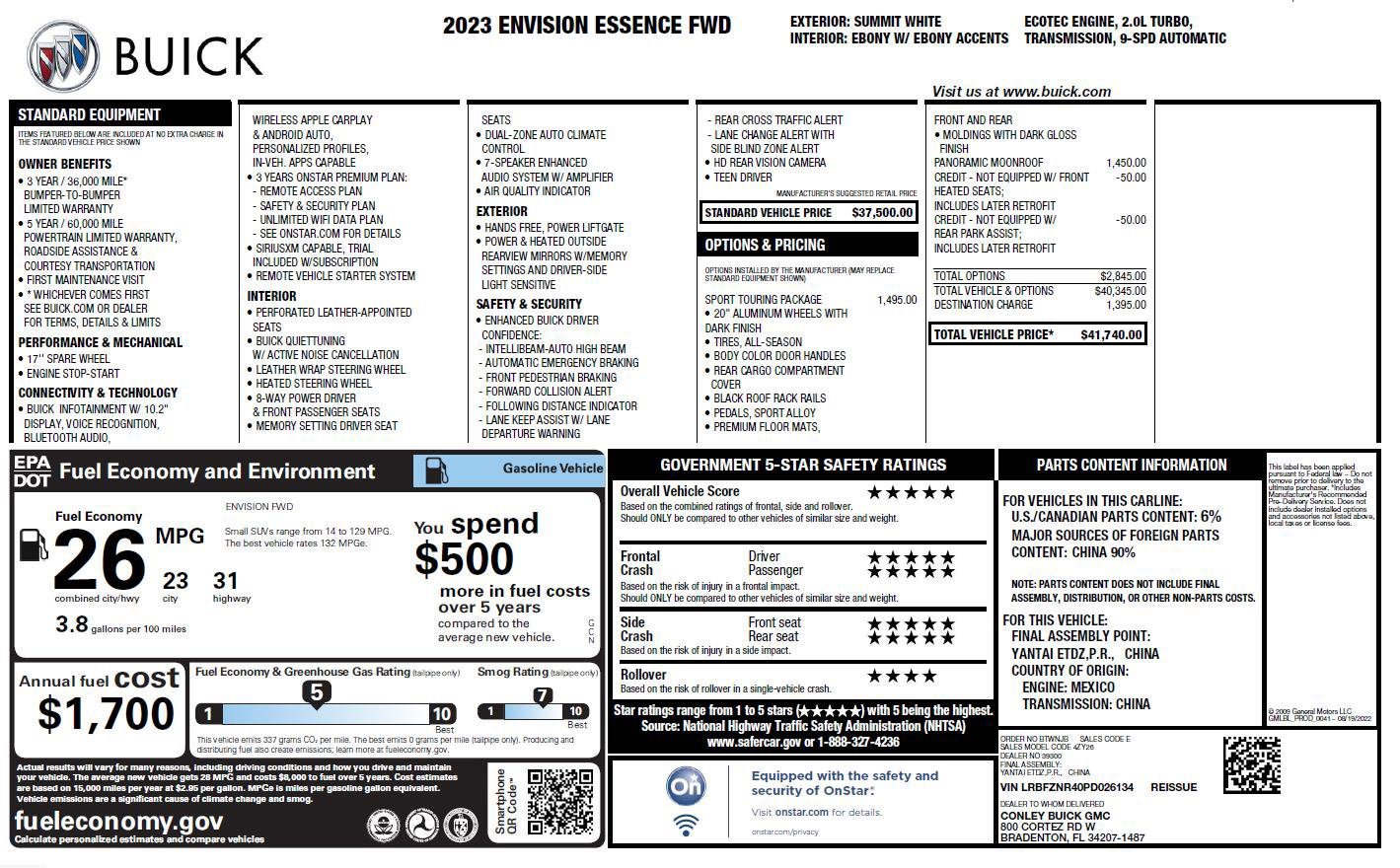 Used 2023 Buick Envision Essence w/ Sport Touring Package FWD image 4