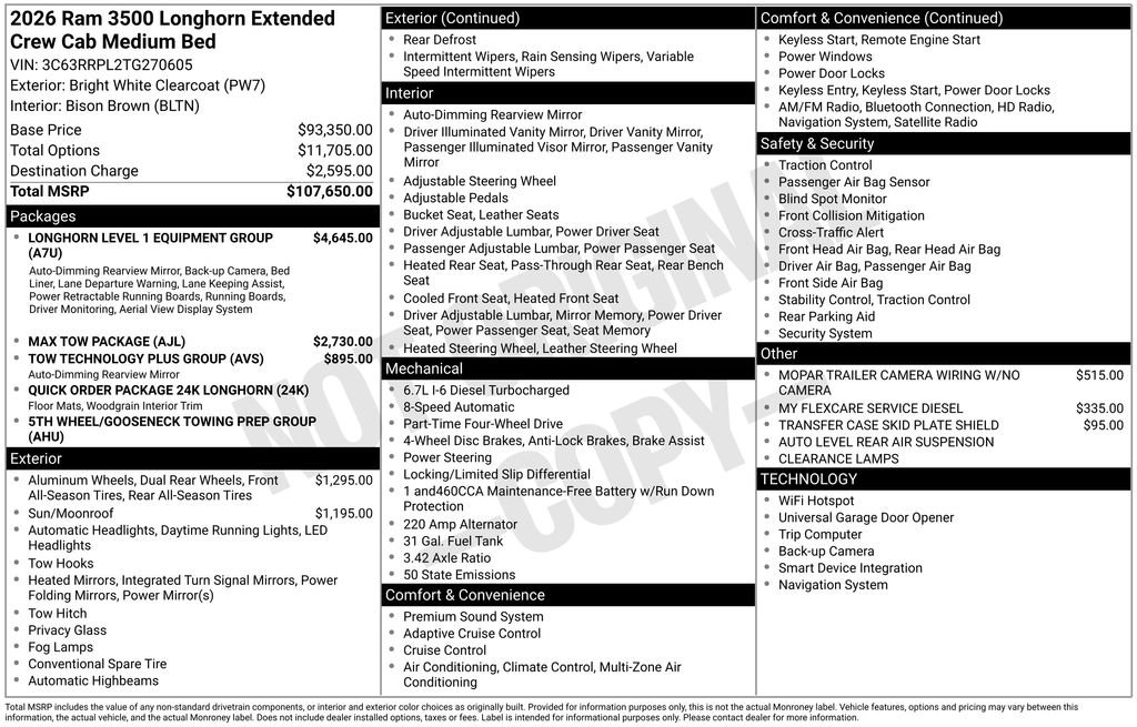 New 2026 RAM 3500 Longhorn AWD/4WD image 5