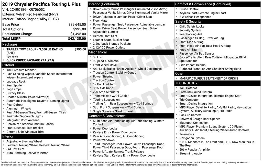 Used 2019 Chrysler Pacifica Touring-L Plus FWD image 10