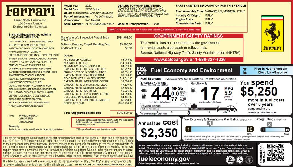 Certified 2022 Ferrari SF90 Spider image 2