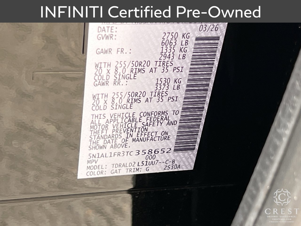 Certified 2026 INFINITI QX60 Luxe w/ Cargo Package FWD image 33