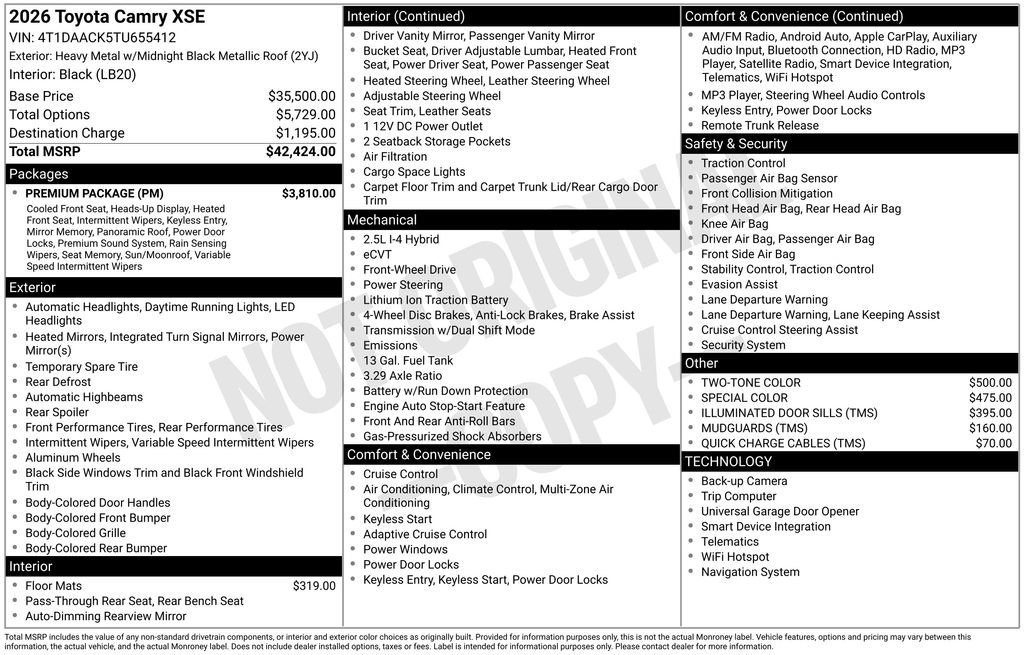 Used 2026 Toyota Camry XSE w/ Premium Package image 30