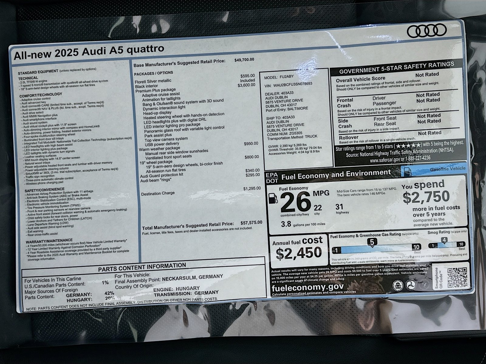 New 2025 Audi A5 Prestige w/ Premium Plus AWD/4WD image 47