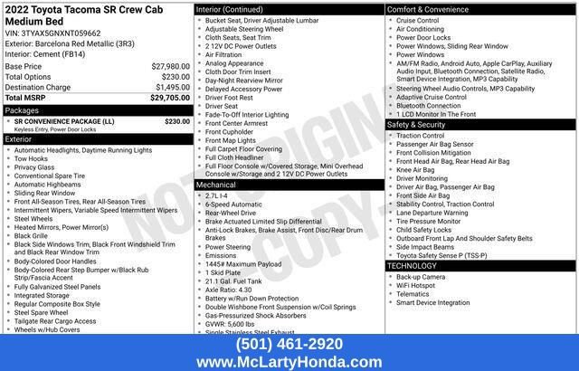 Used 2022 Toyota Tacoma SR w/ SR Convenience Package RWD image 36
