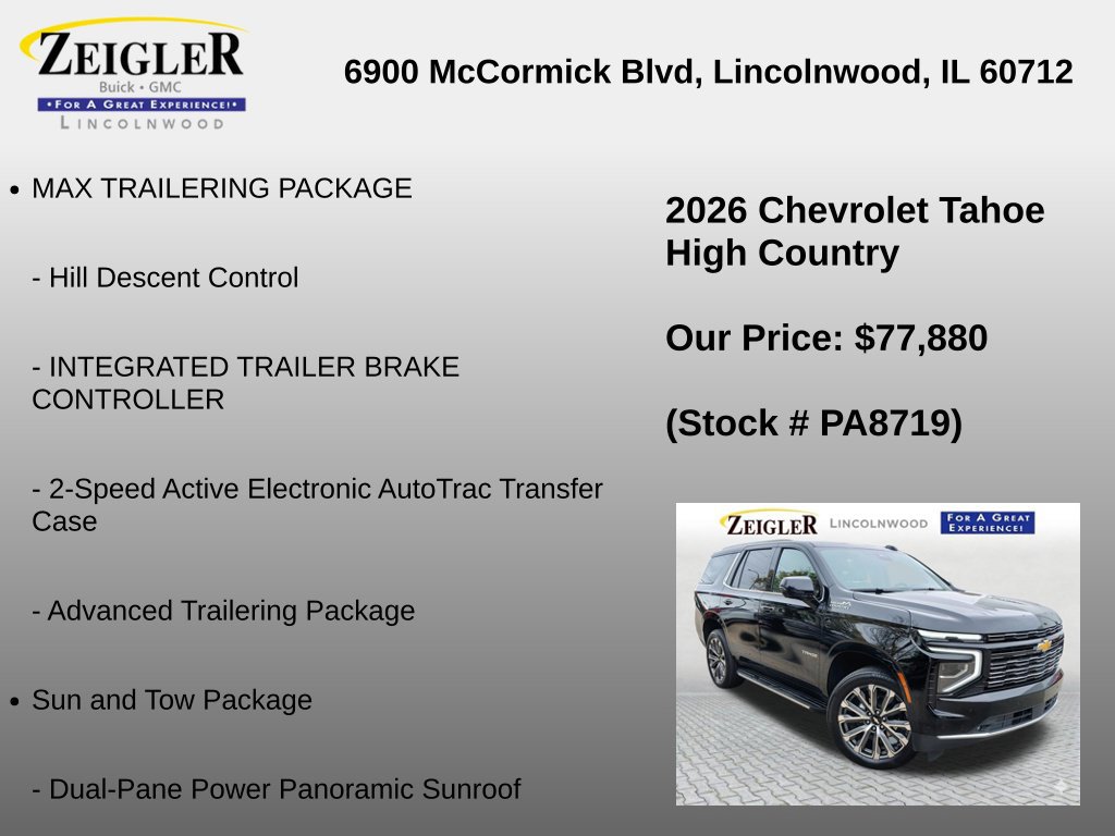 Certified 2026 Chevrolet Tahoe High Country w/ Sun And Tow Package AWD/4WD image 30