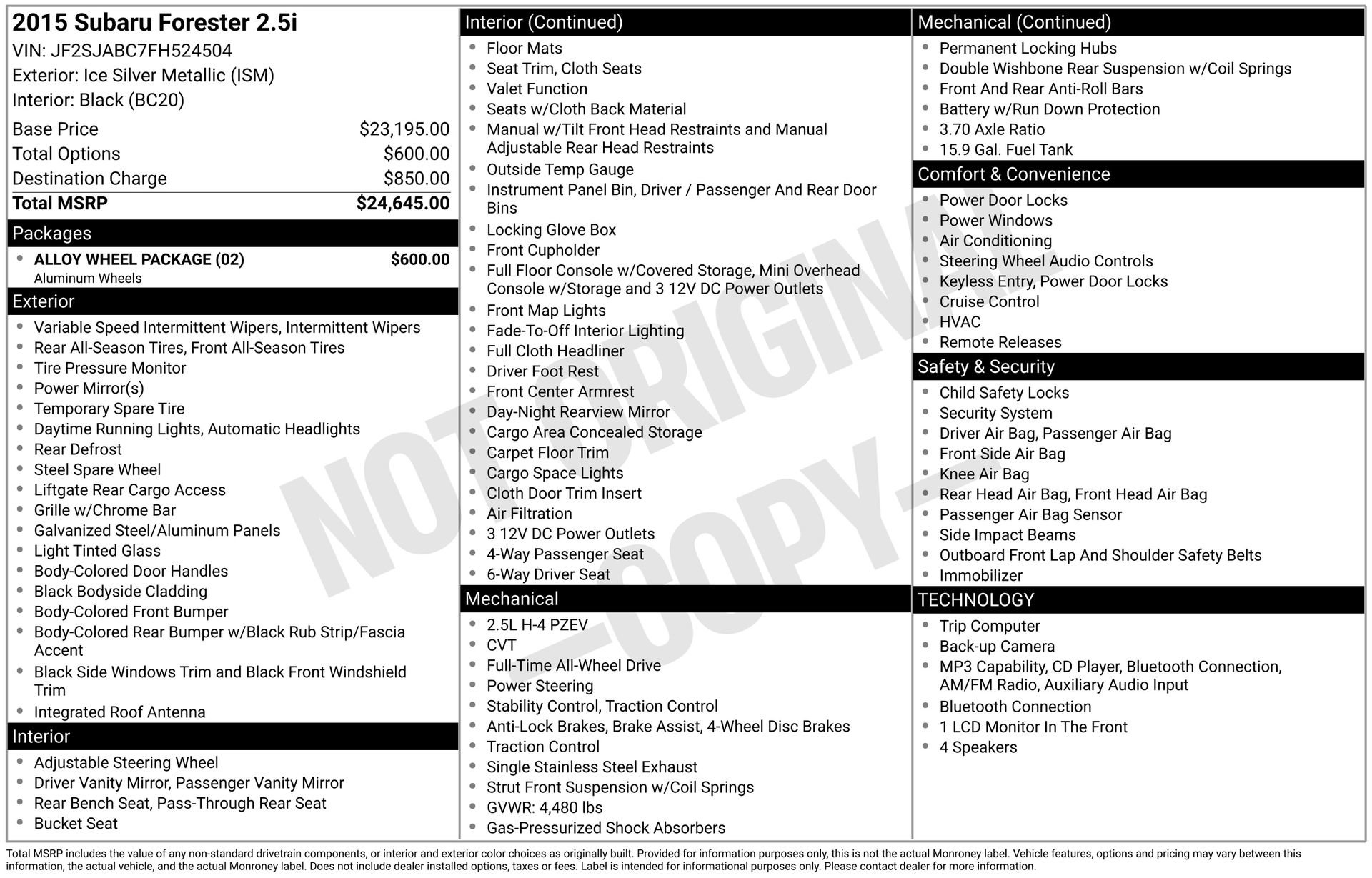 Used 2015 Subaru Forester 2.5i w/ Alloy Wheel Package image 4