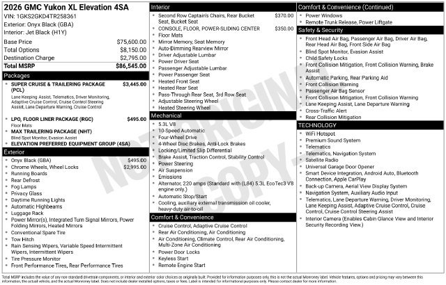 New 2026 GMC Yukon XL Elevation AWD/4WD image 4