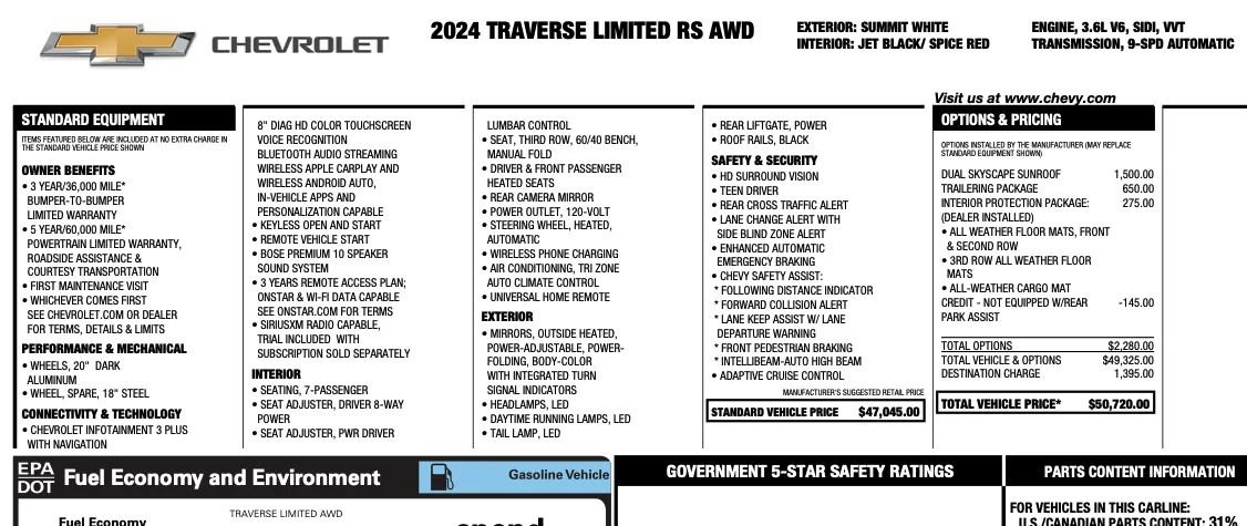Used 2024 Chevrolet Traverse RS image 2