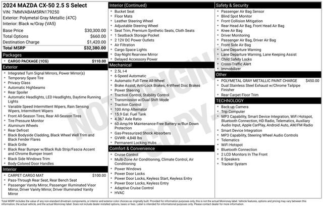 Certified 2024 MAZDA CX-50 AWD 2.5 S w/ Cargo Package image 37