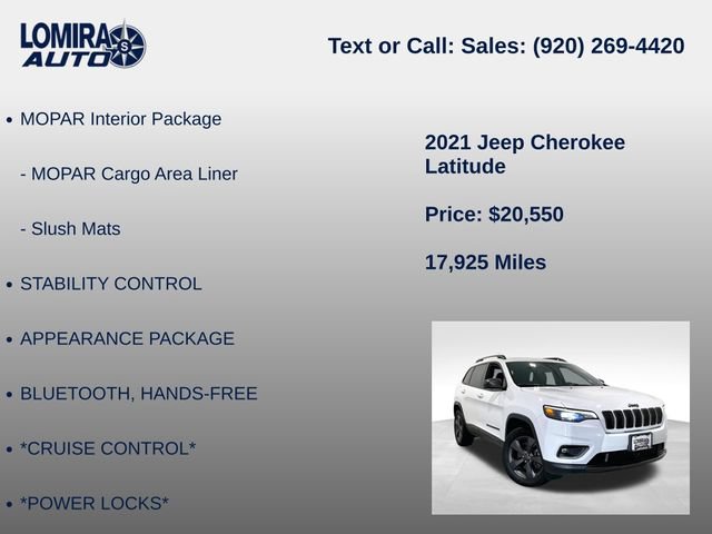 Used 2021 Jeep Cherokee Latitude w/ Comfort Safety Group AWD/4WD image 8