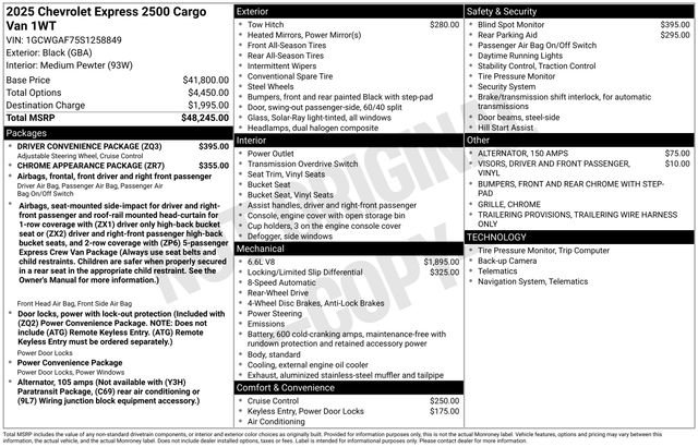 New 2025 Chevrolet Express 2500 w/ Driver Convenience Package RWD image 28