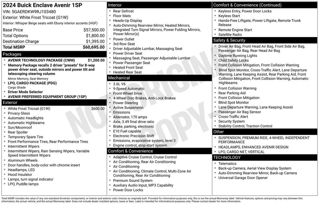 Used 2024 Buick Enclave Avenir w/ Avenir Technology Package image 3