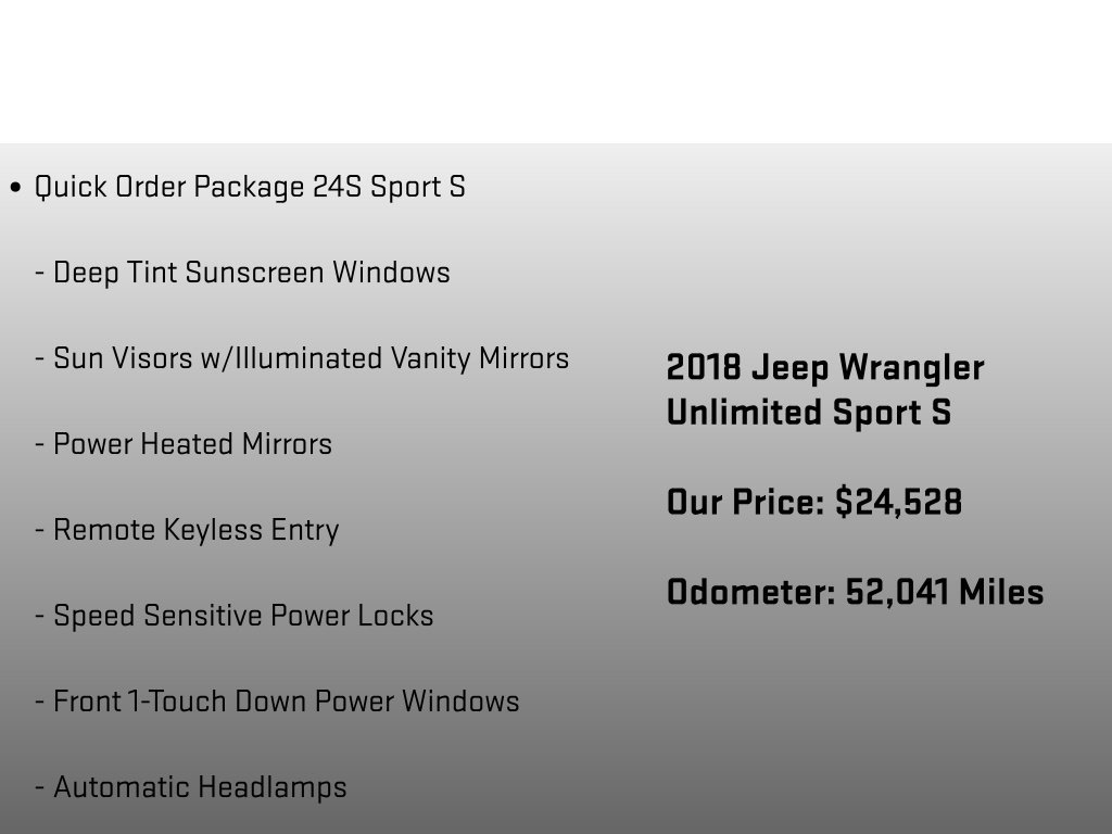 Used 2018 Jeep Wrangler Unlimited Sport S AWD/4WD image 6