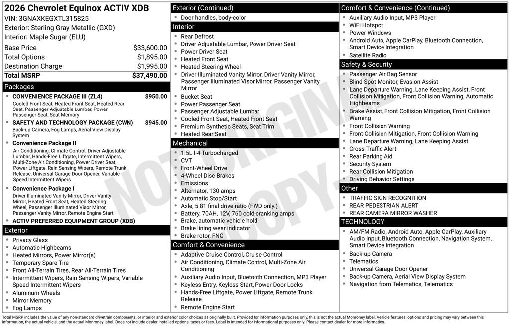 New 2026 Chevrolet Equinox ACTIV w/ Convenience Package III FWD image 26