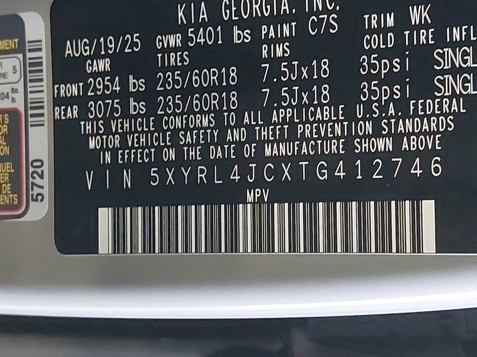 New 2026 Kia Sorento S w/ S Panoramic Sunroof Package FWD image 38