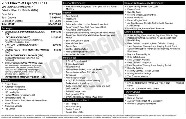 Used 2021 Chevrolet Equinox LT AWD/4WD image 2