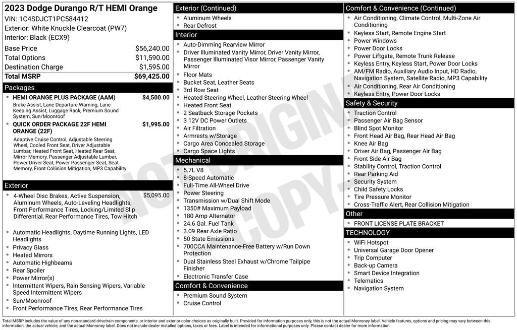 Used 2023 Dodge Durango R/T w/ Hemi Orange Plus Package AWD/4WD image 3