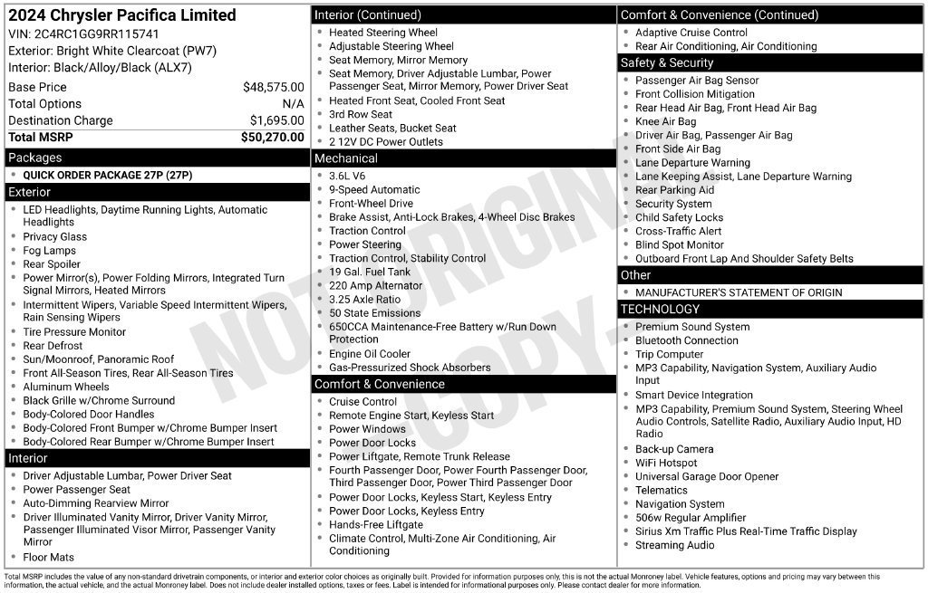 Used 2024 Chrysler Pacifica Limited FWD image 2