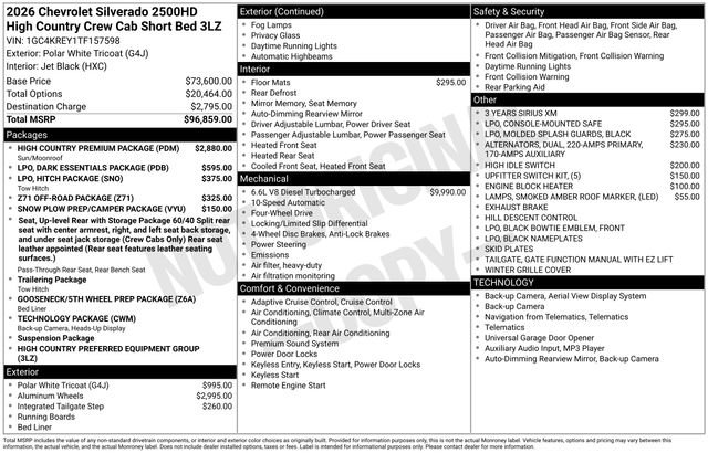 New 2026 Chevrolet Silverado 2500 High Country w/ High Country Premium Package image 4