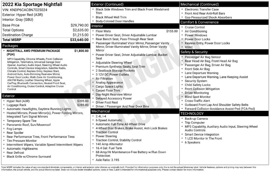 Used 2022 Kia Sportage Nightfall Edition w/ Nighfall AWD Premium Package image 30
