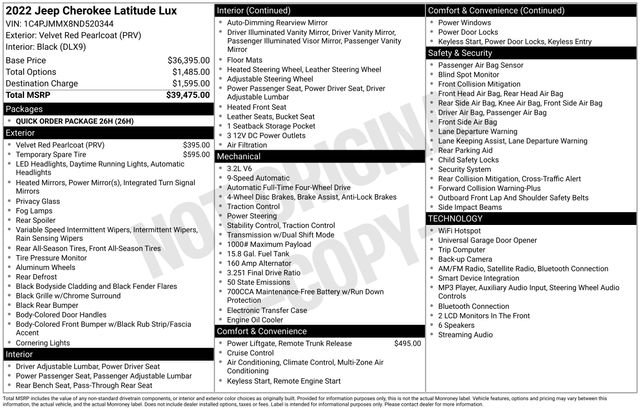 Used 2022 Jeep Cherokee Latitude Lux AWD/4WD image 18