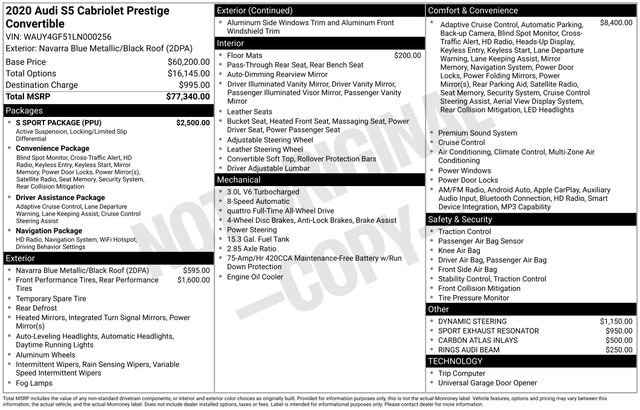 Used 2020 Audi S5 Prestige w/ S Sport Package AWD/4WD image 38