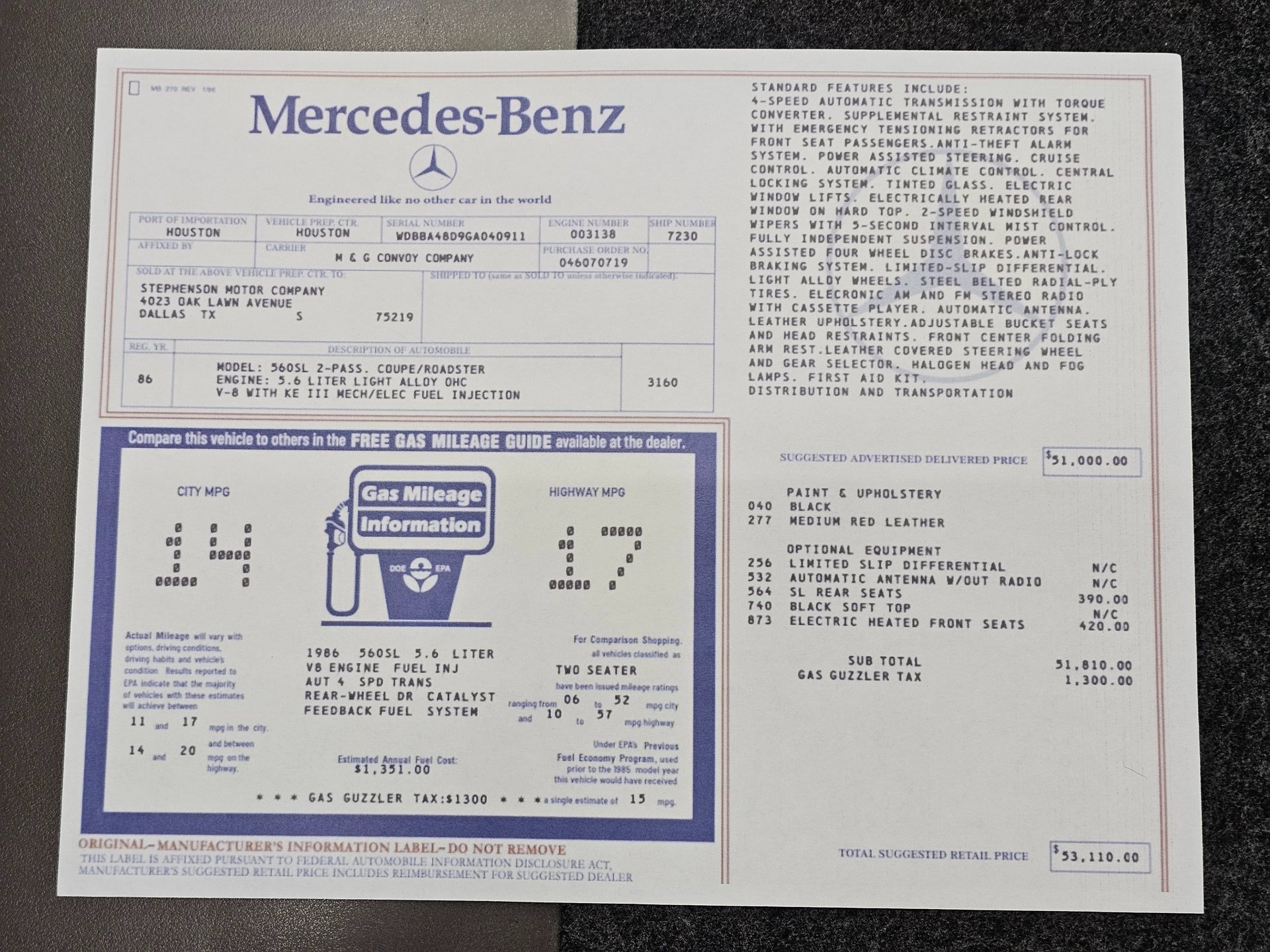 Used 1986 Mercedes-Benz 560 SL image 46