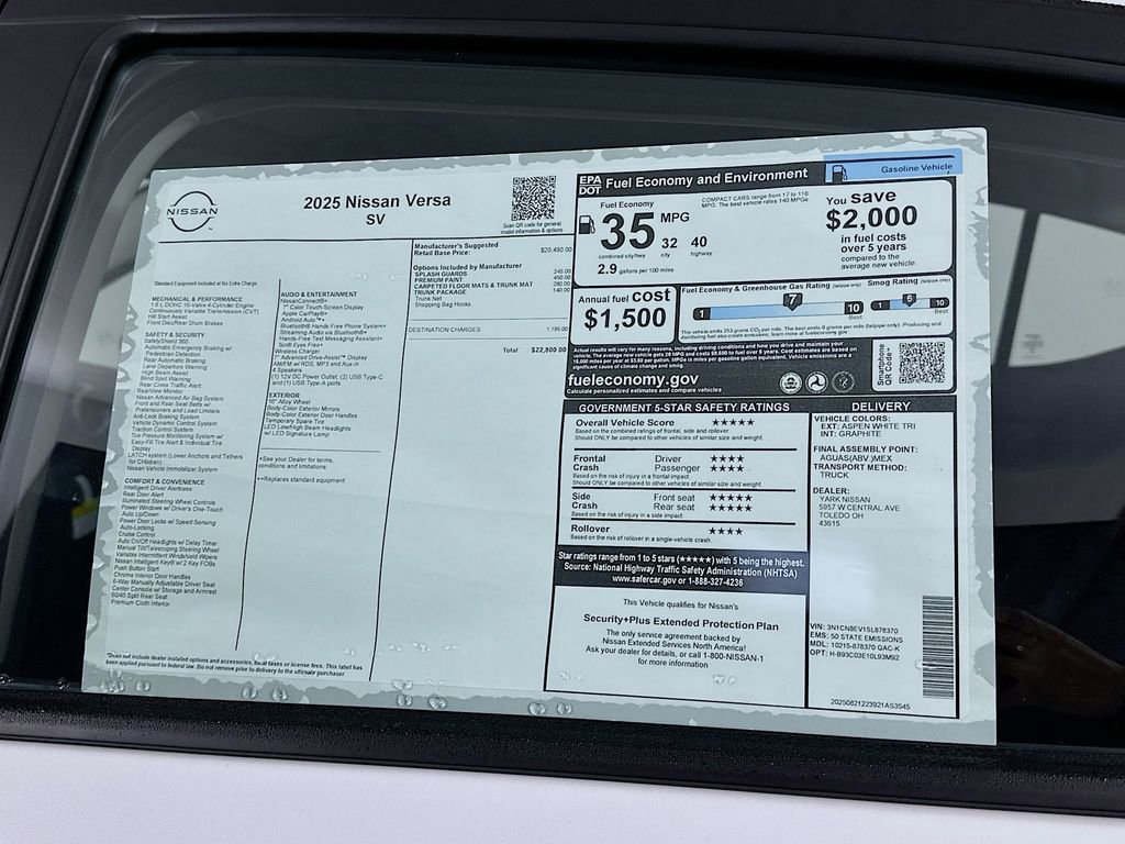 New 2025 Nissan Versa SV w/ Trunk Package image 13