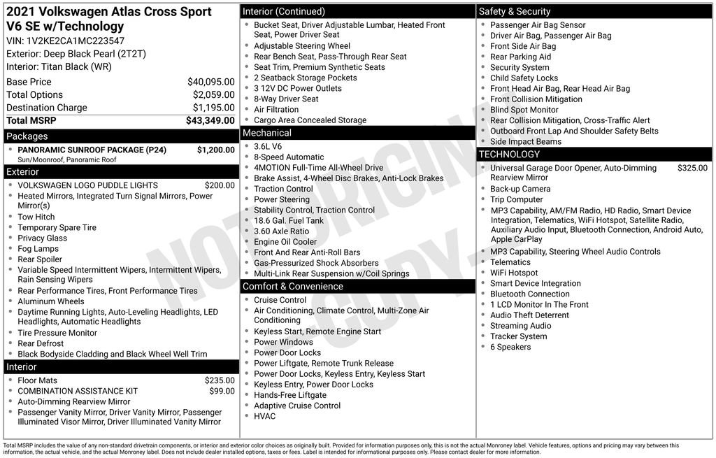 Used 2021 Volkswagen Atlas Cross Sport SE w/ Panoramic Sunroof Package AWD/4WD image 2