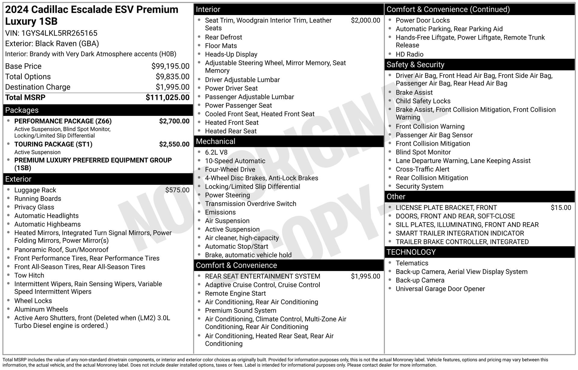 Used 2024 Cadillac Escalade ESV Premium Luxury w/ Performance Package image 14