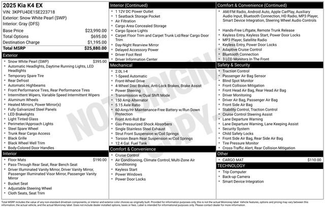 New 2025 Kia K4 EX image 5