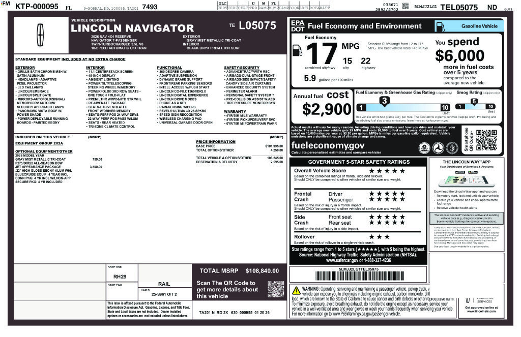 New 2026 Lincoln Navigator Reserve w/ Jet Appearance Package AWD/4WD image 30