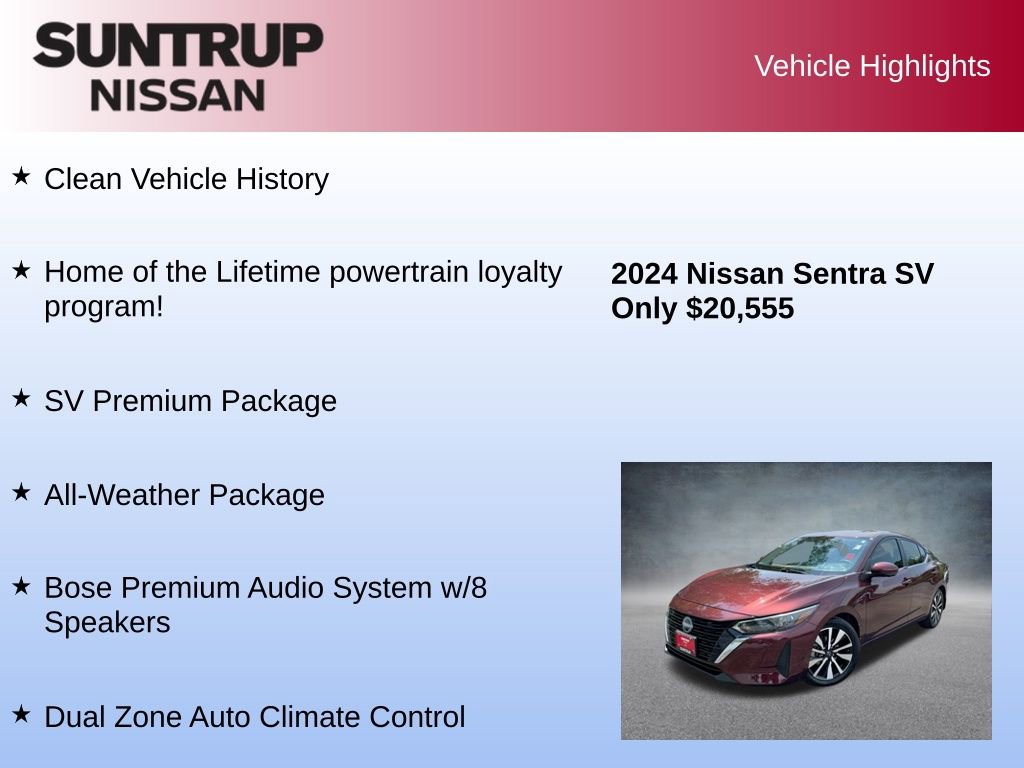 Used 2024 Nissan Sentra SV w/ SV Premium Package image 8