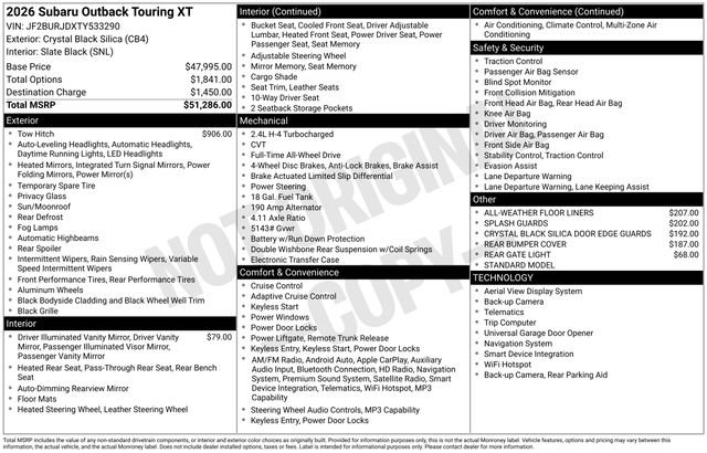 New 2026 Subaru Outback Touring XT AWD/4WD image 5