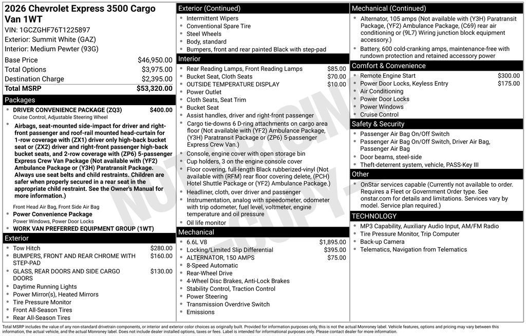 New 2026 Chevrolet Express 3500 Extended w/ Driver Convenience Package RWD image 41